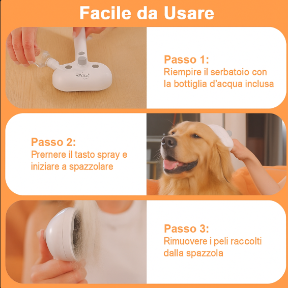 MirtyShop FurGo – Spazzola Coccola a Vapore per Cani