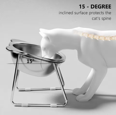 Ciotola Rialzata per Gatti MirtyShop – Acciaio Inox Inclinata 15°