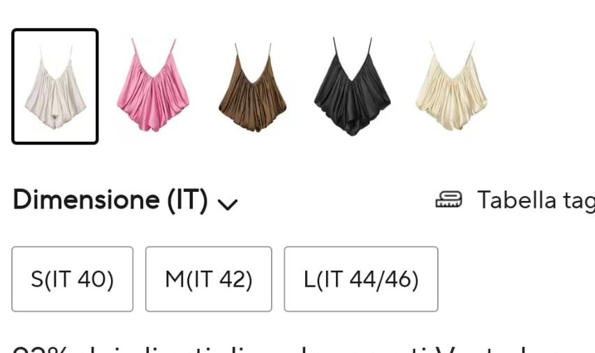 Top slip in raso - colori disponibili